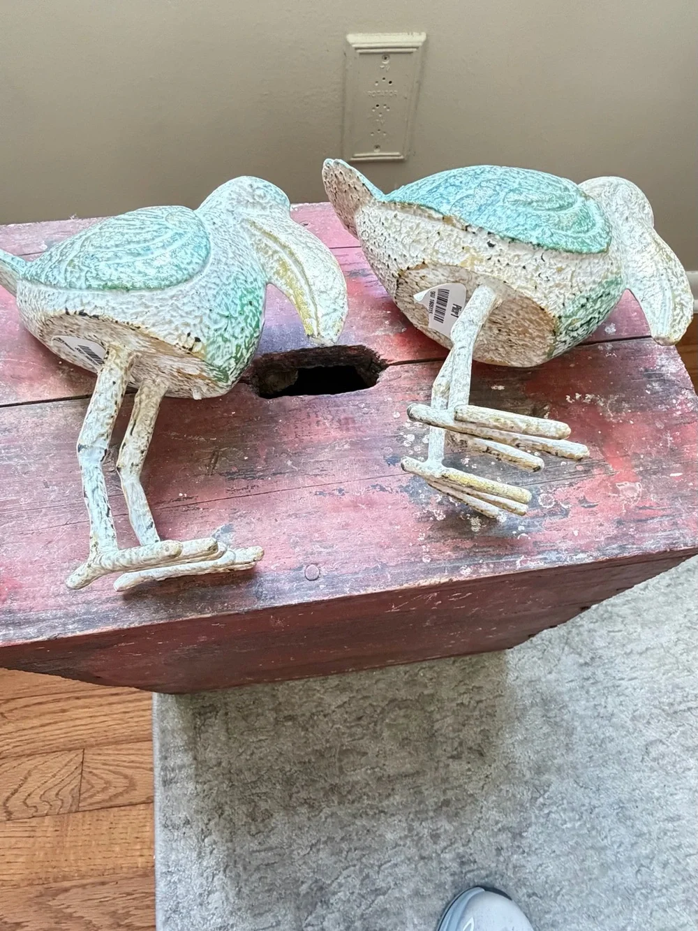 Pottery Barn Painted Coastal Farmhouse. Bird Pair - Green & Yellow Accents